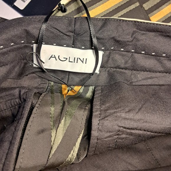 AGLINI ITALY NWT pants Size 40 or 27 -28 STUNNING QUALITY fabric $160US OFFICE - Picture 6 of 9